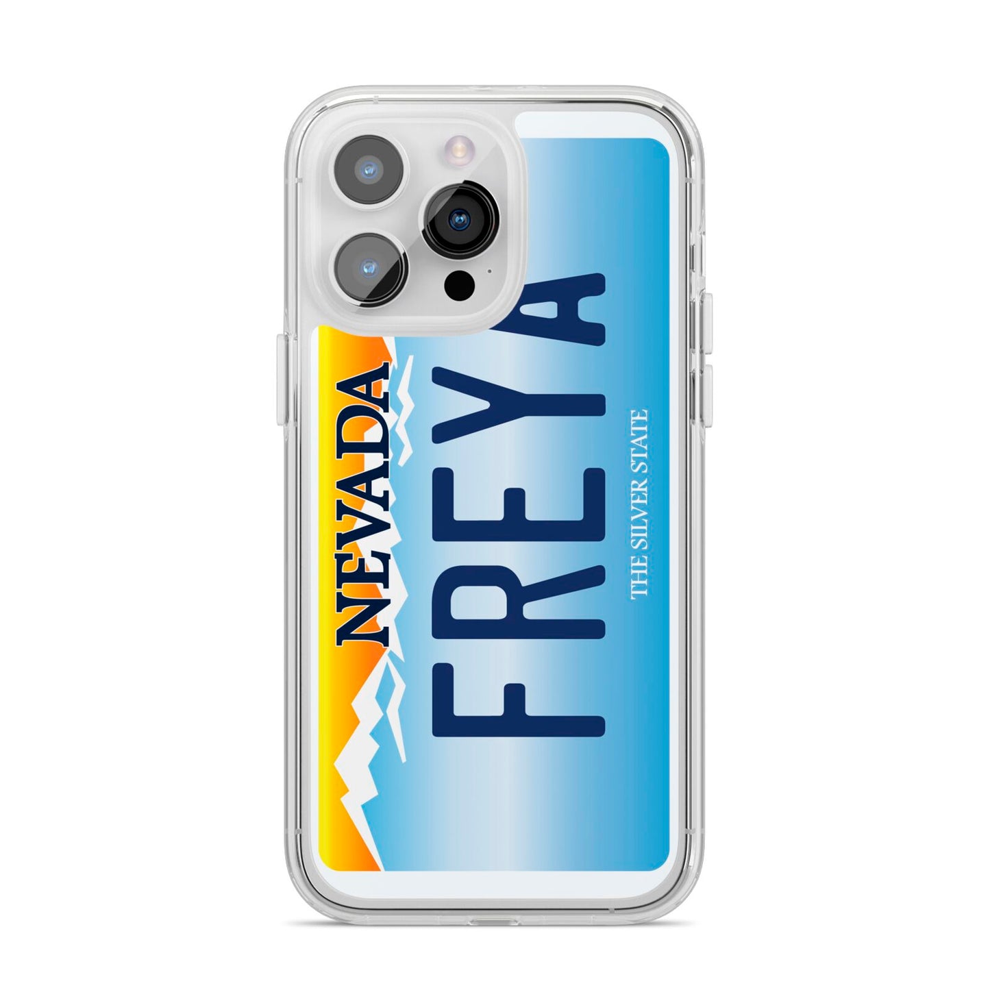 Personalised Nevada License Plate iPhone 14 Pro Max Clear Tough Case Silver