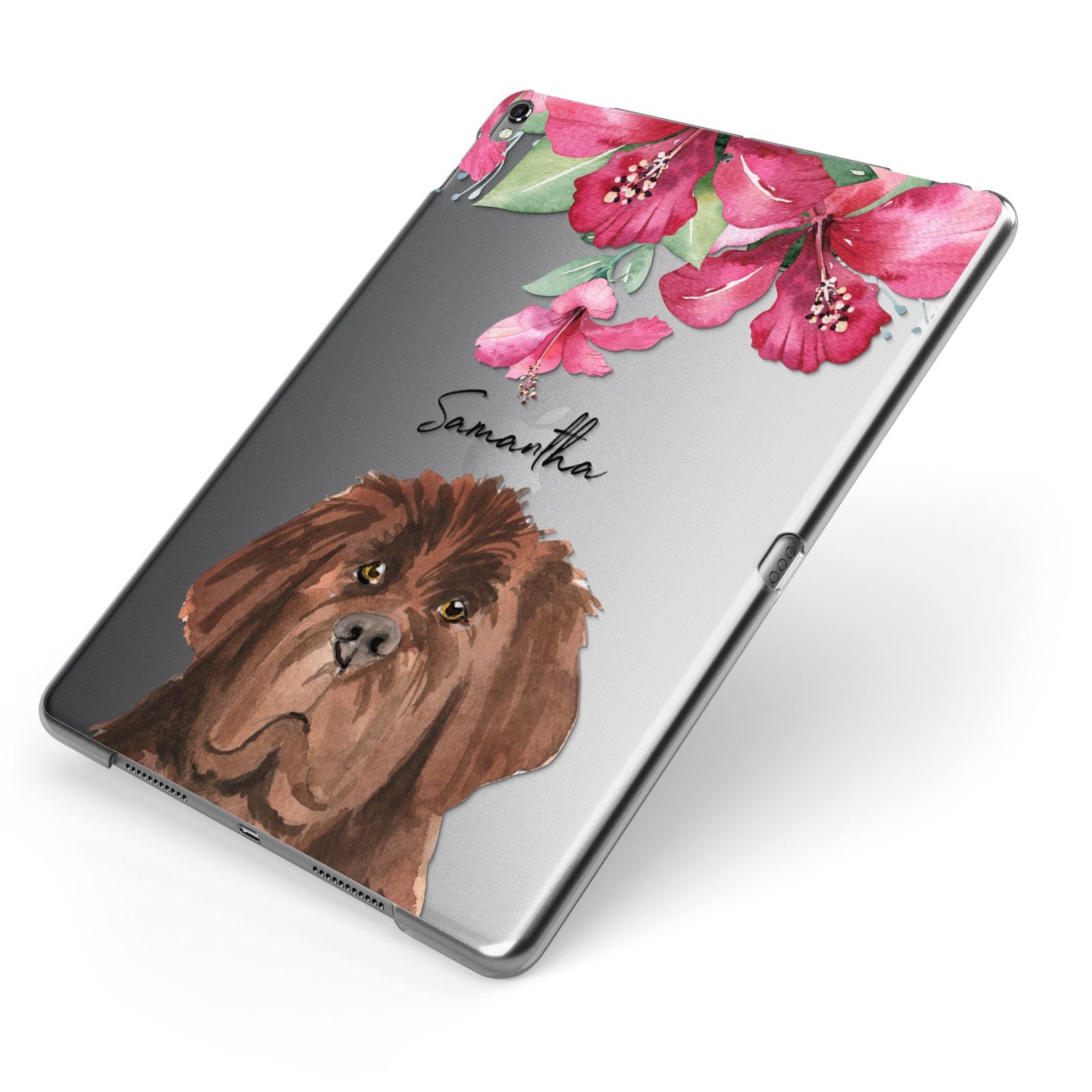 Personalised Newfoundland Apple iPad Case on Grey iPad Side View