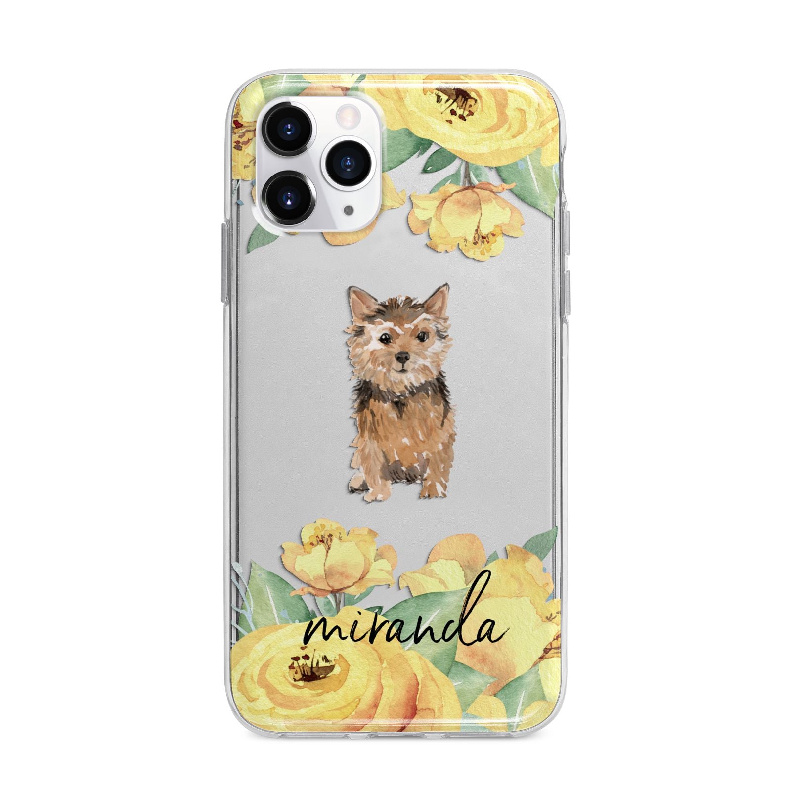 Personalised Norwich Terrier Apple iPhone 11 Pro in Silver with Bumper Case