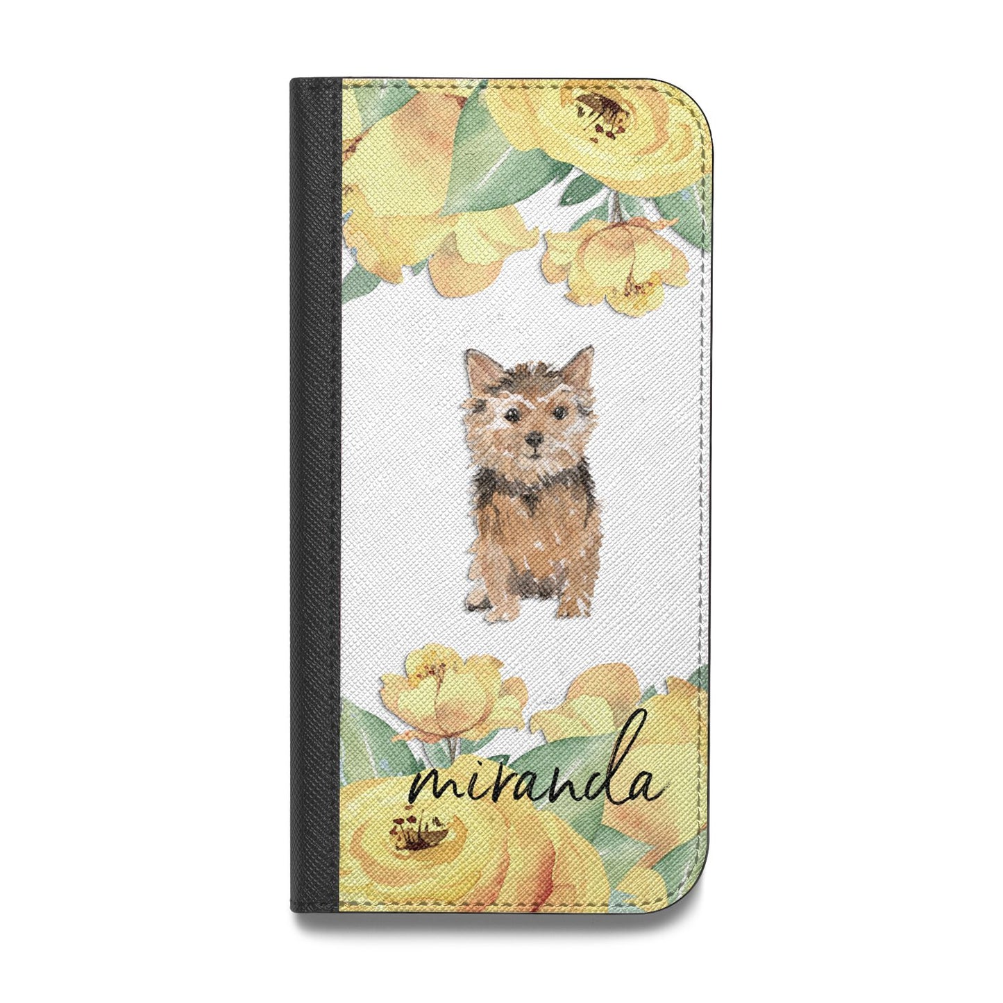 Personalised Norwich Terrier Vegan Leather Flip Samsung Case