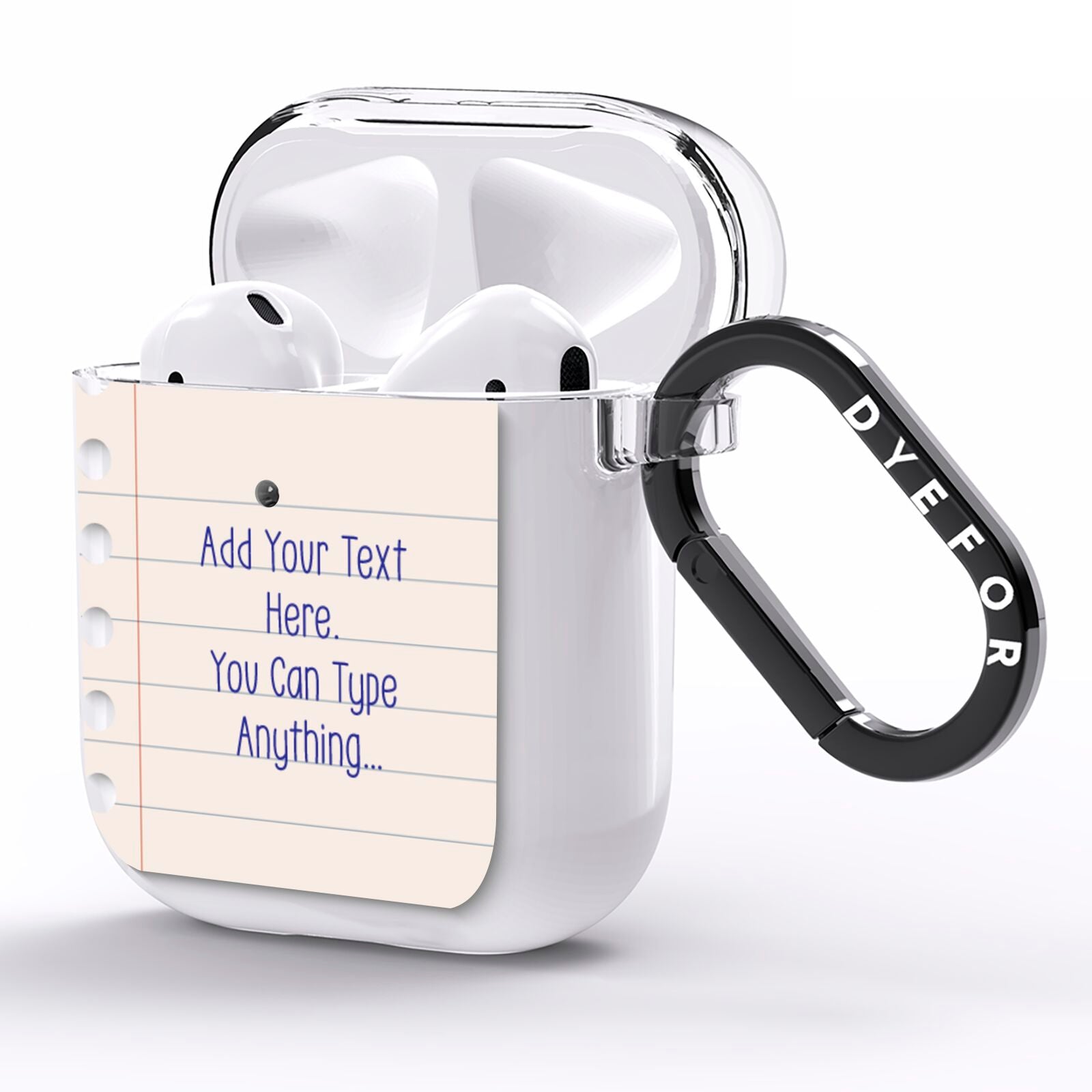 Personalised Notepad AirPods Clear Case Side Image