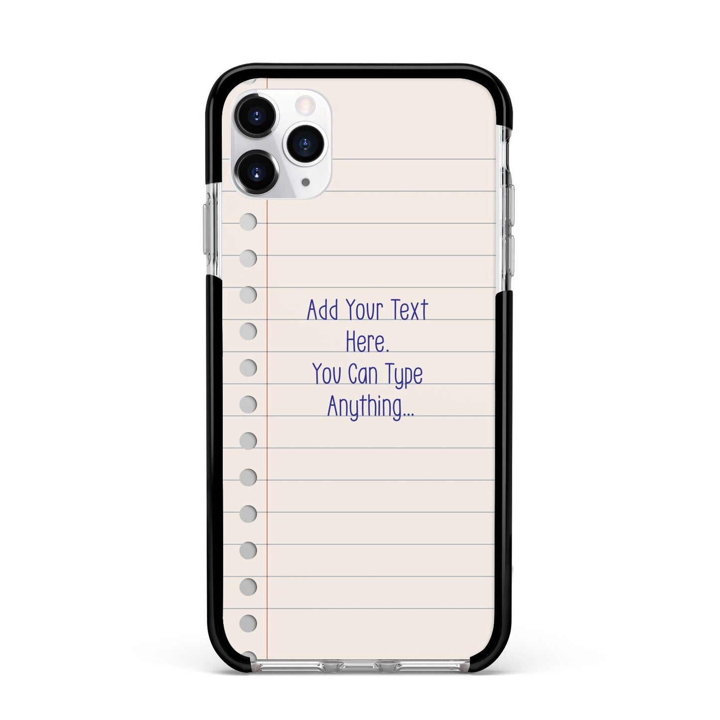 Personalised Notepad Apple iPhone 11 Pro Max in Silver with Black Impact Case