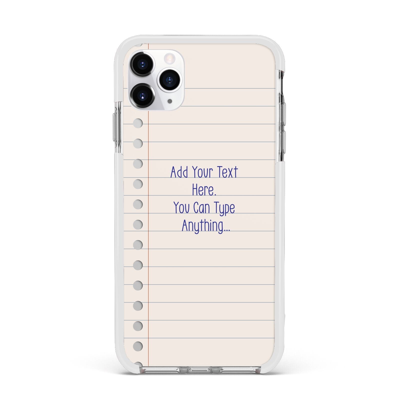 Personalised Notepad Apple iPhone 11 Pro Max in Silver with White Impact Case