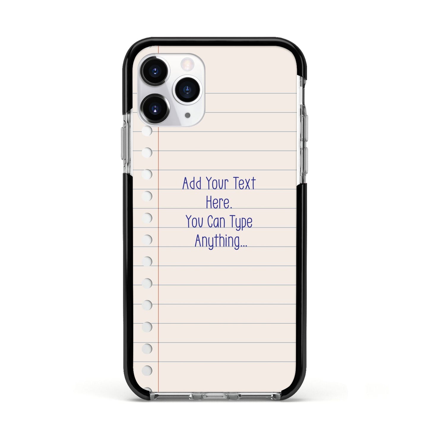 Personalised Notepad Apple iPhone 11 Pro in Silver with Black Impact Case