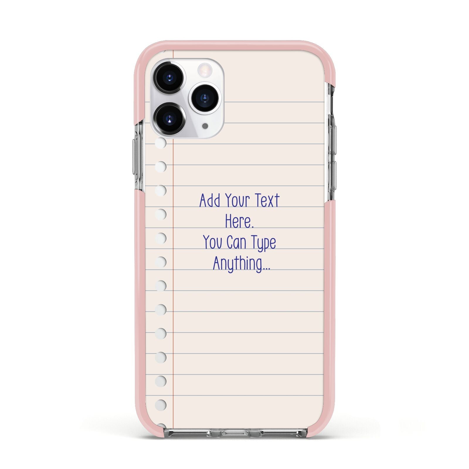 Personalised Notepad Apple iPhone 11 Pro in Silver with Pink Impact Case