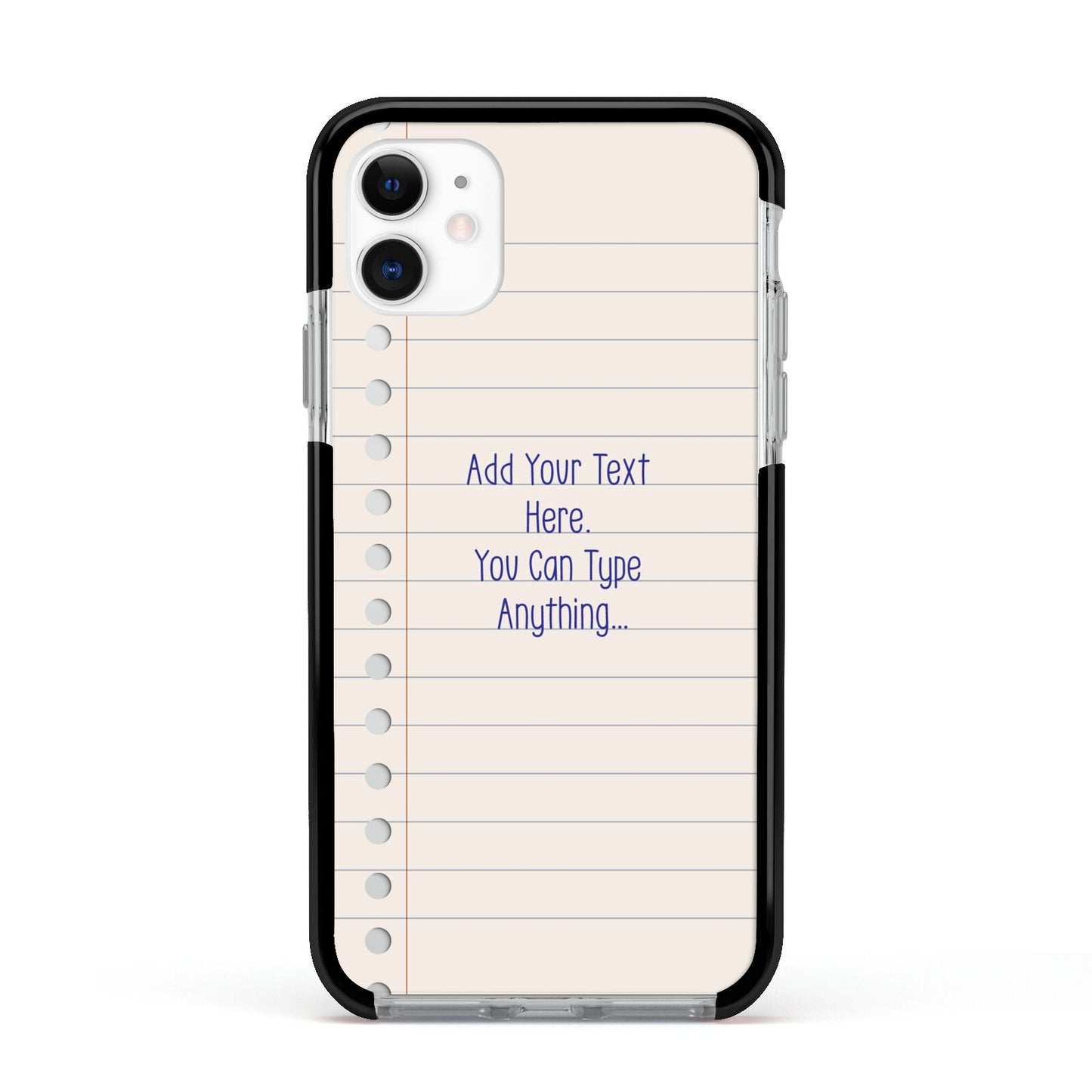 Personalised Notepad Apple iPhone 11 in White with Black Impact Case