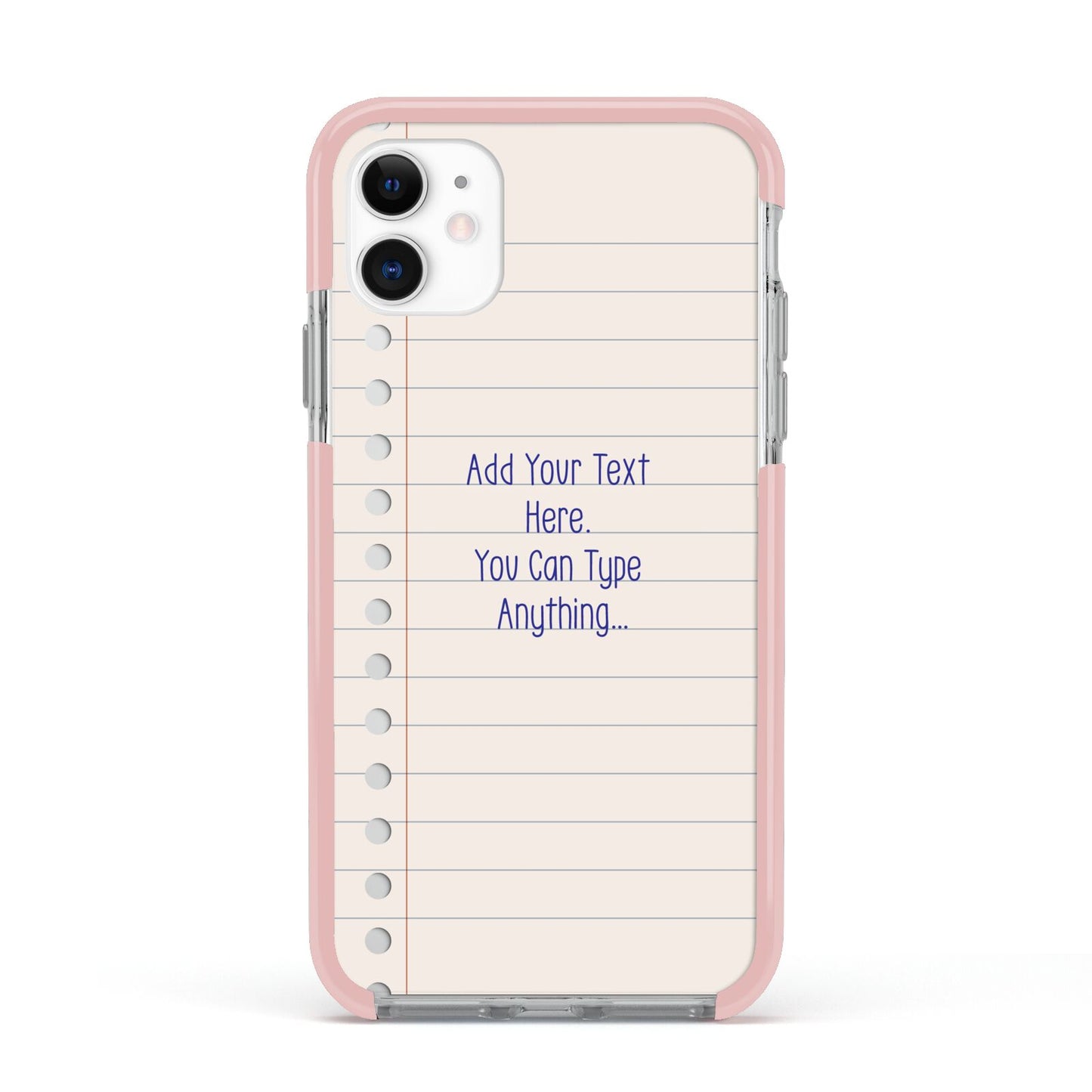 Personalised Notepad Apple iPhone 11 in White with Pink Impact Case