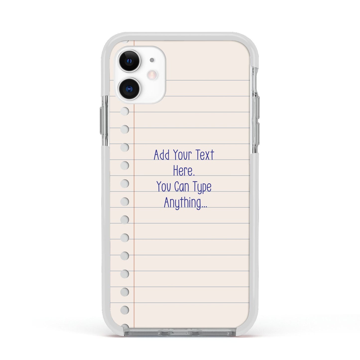 Personalised Notepad Apple iPhone 11 in White with White Impact Case