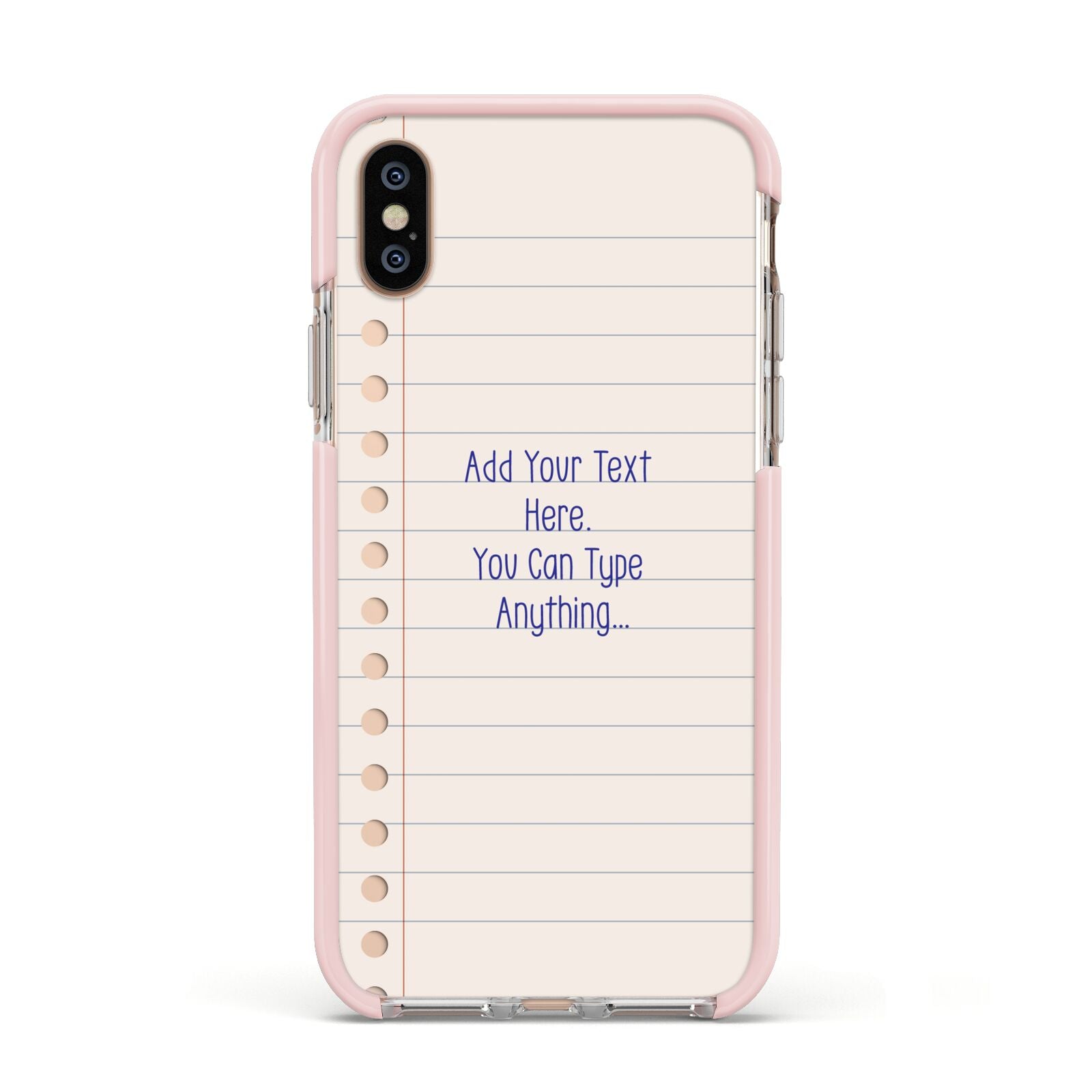 Personalised Notepad Apple iPhone Xs Impact Case Pink Edge on Gold Phone