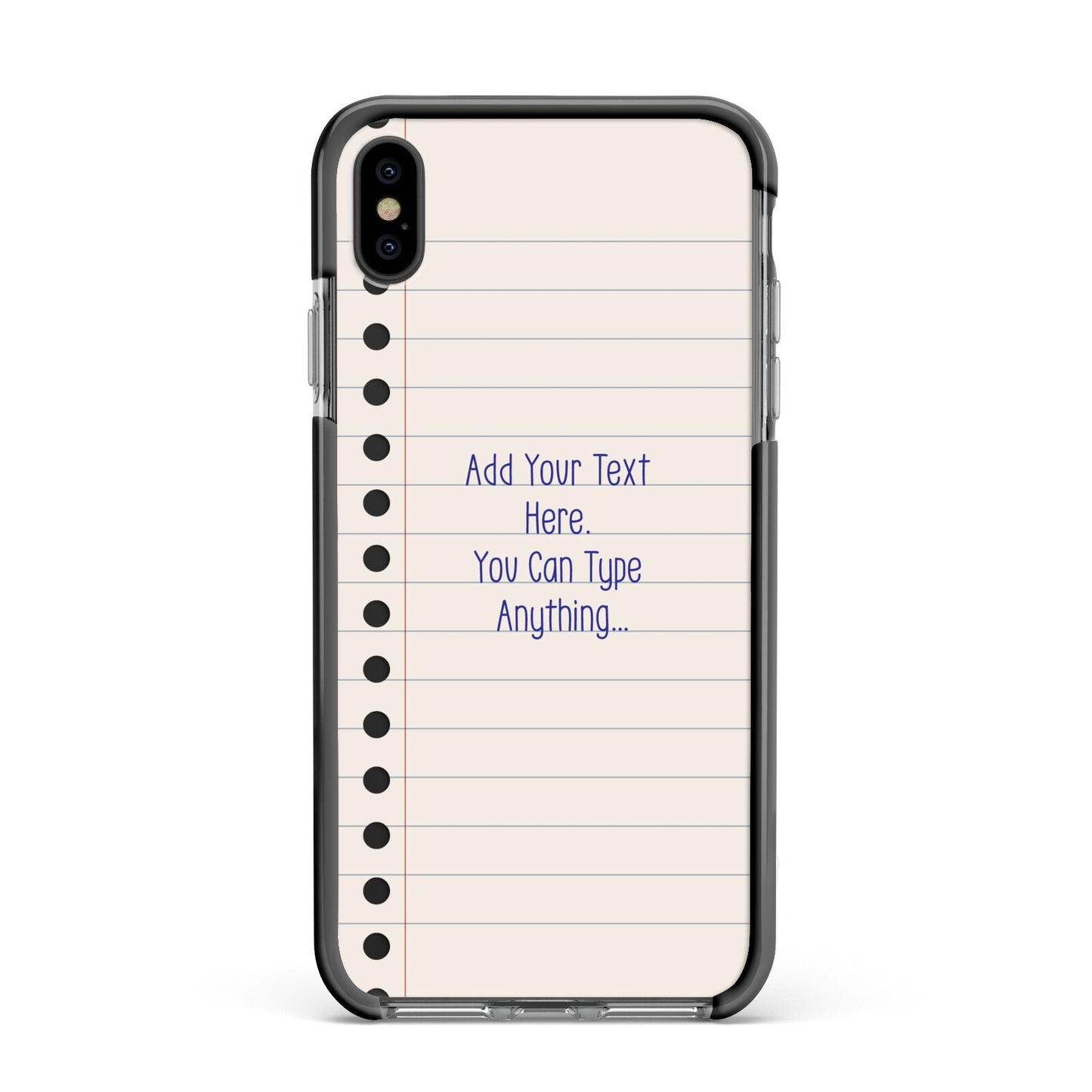 Personalised Notepad Apple iPhone Xs Max Impact Case Black Edge on Black Phone