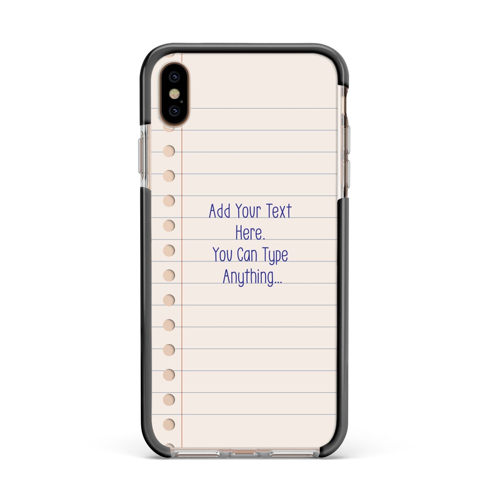 Personalised Notepad Apple iPhone Xs Max Impact Case Black Edge on Gold Phone