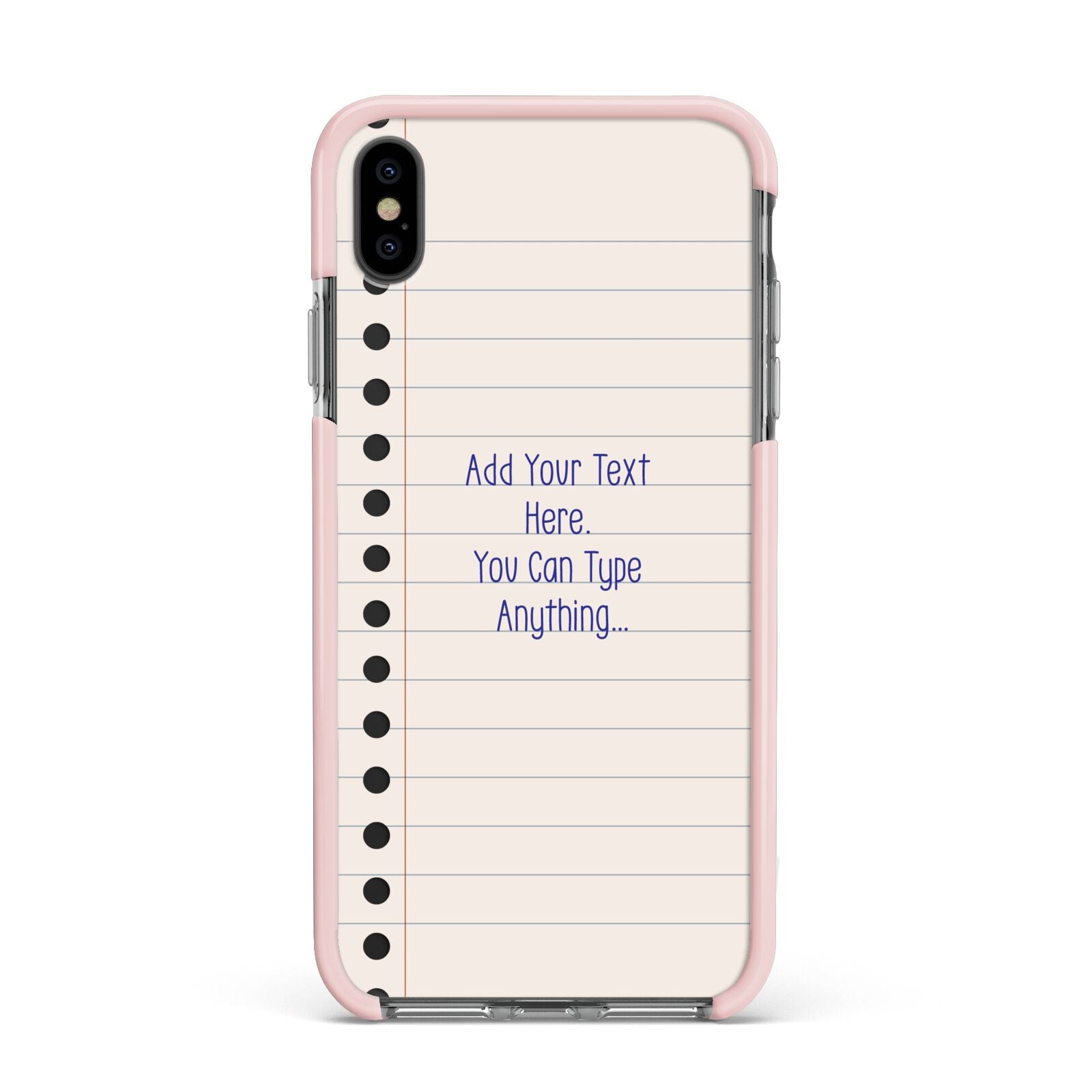 Personalised Notepad Apple iPhone Xs Max Impact Case Pink Edge on Black Phone