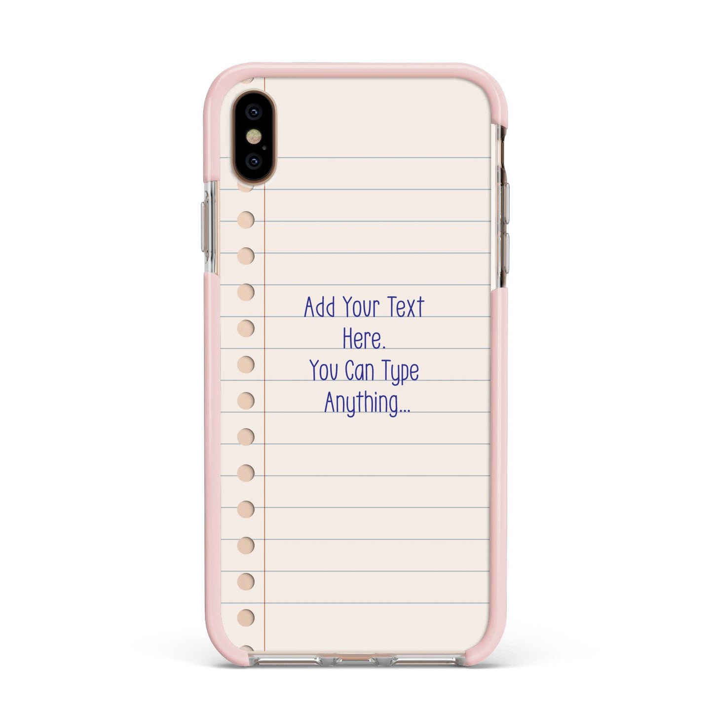 Personalised Notepad Apple iPhone Xs Max Impact Case Pink Edge on Gold Phone