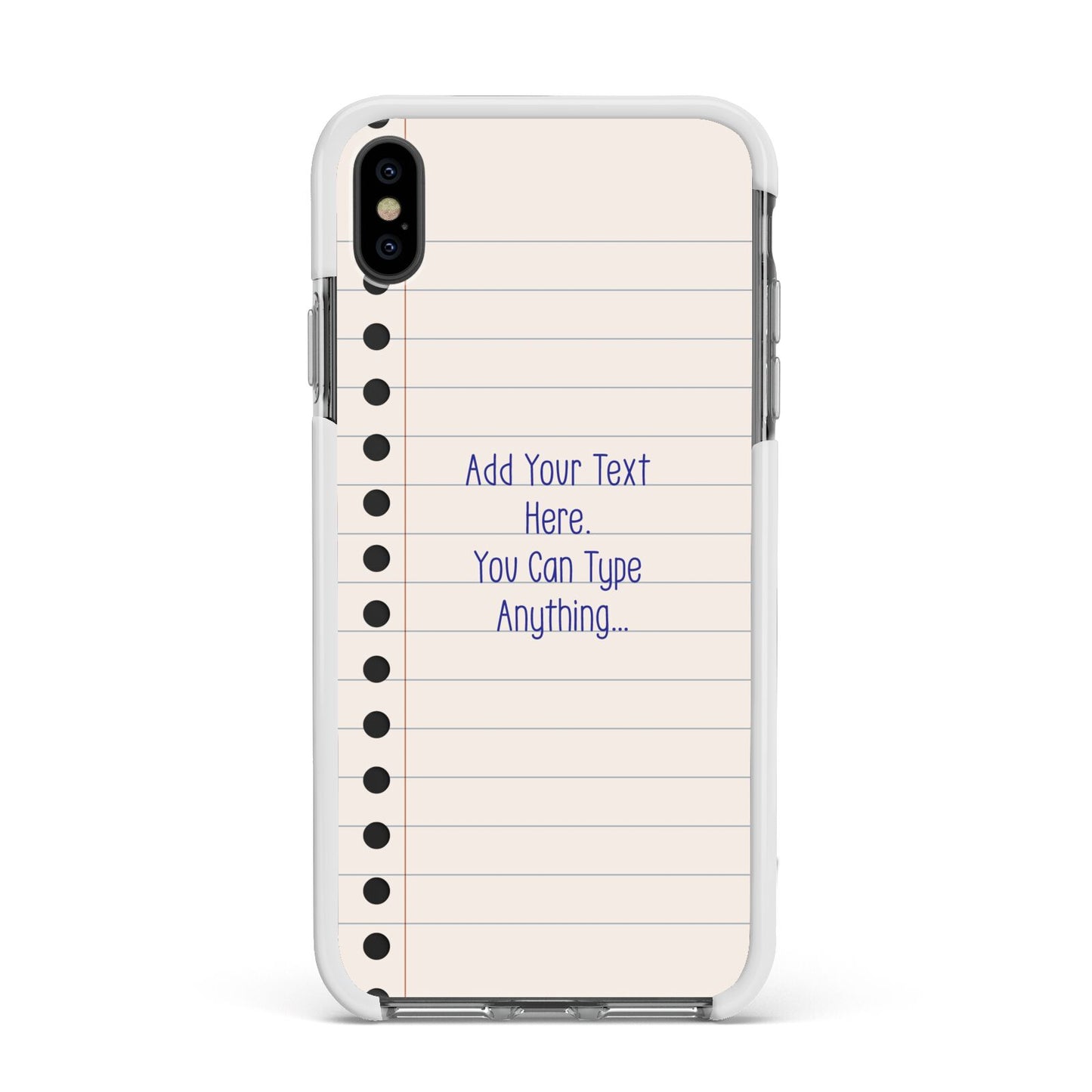 Personalised Notepad Apple iPhone Xs Max Impact Case White Edge on Black Phone