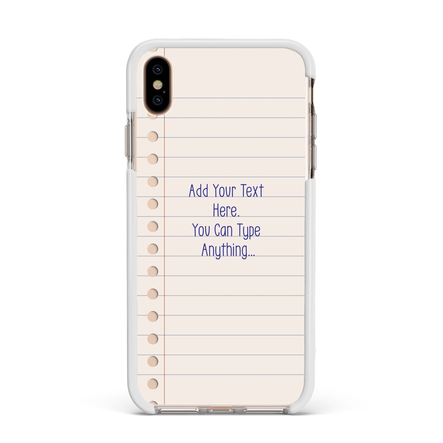 Personalised Notepad Apple iPhone Xs Max Impact Case White Edge on Gold Phone