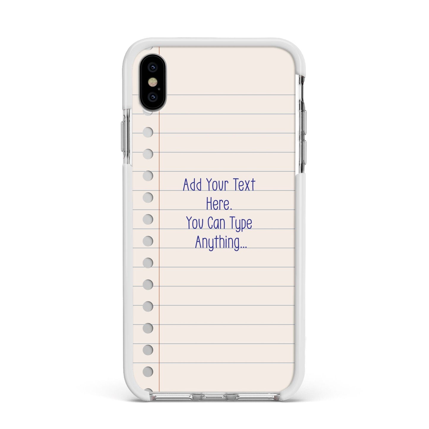 Personalised Notepad Apple iPhone Xs Max Impact Case White Edge on Silver Phone