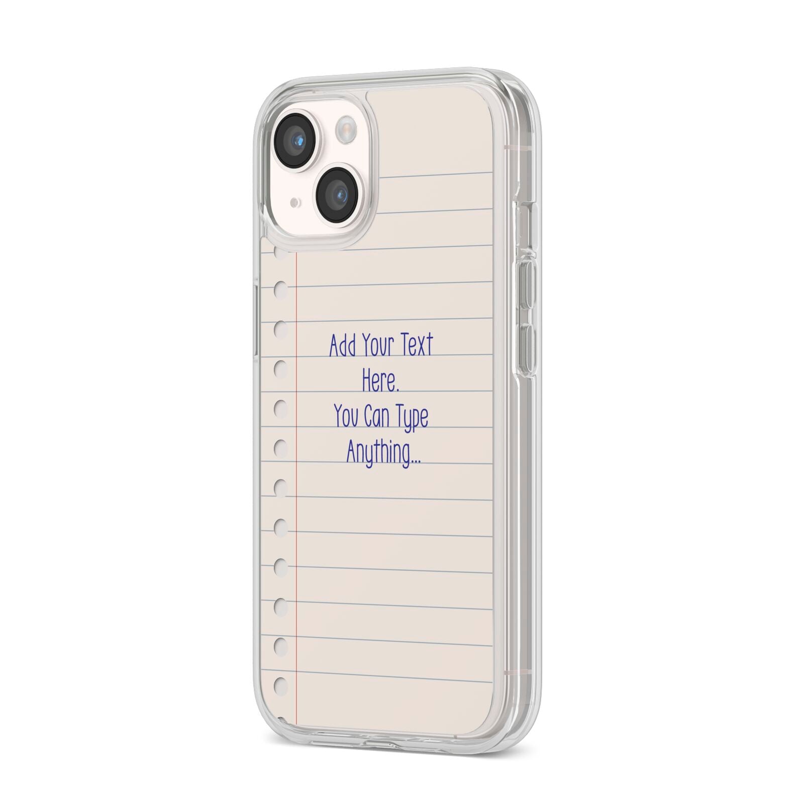 Personalised Notepad iPhone 14 Clear Tough Case Starlight Angled Image