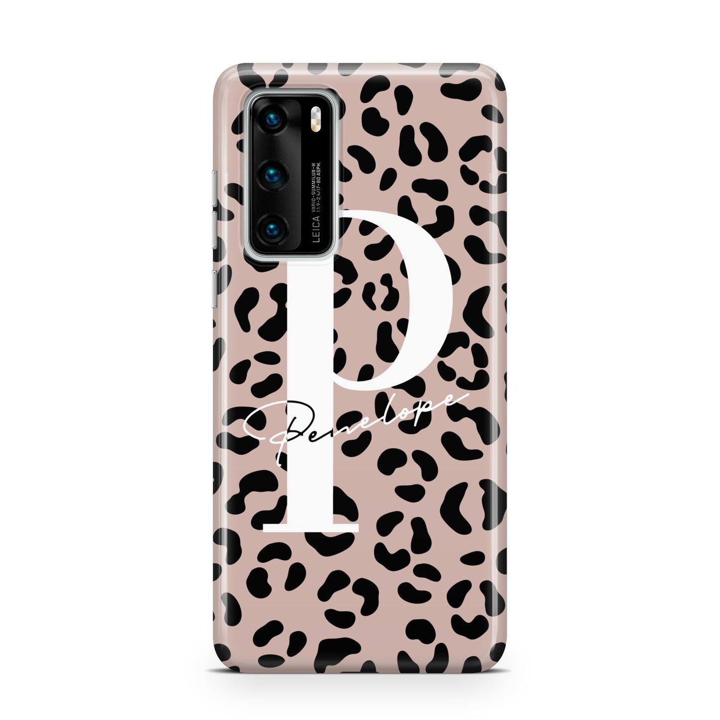 Personalised Nude Colour Leopard Print Huawei P40 Phone Case