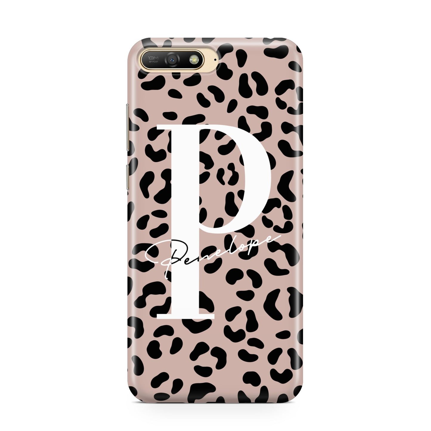 Personalised Nude Colour Leopard Print Huawei Y6 2018