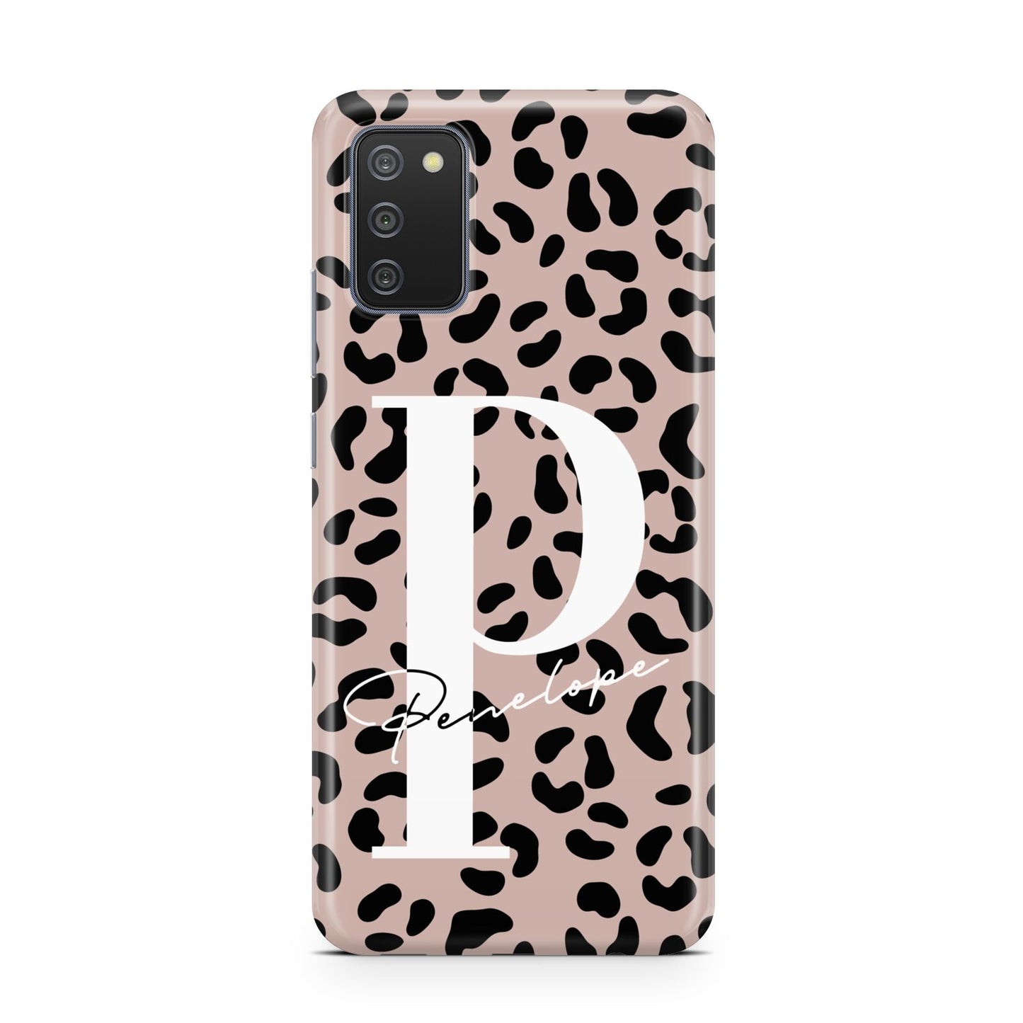 Personalised Nude Colour Leopard Print Samsung A02s Case