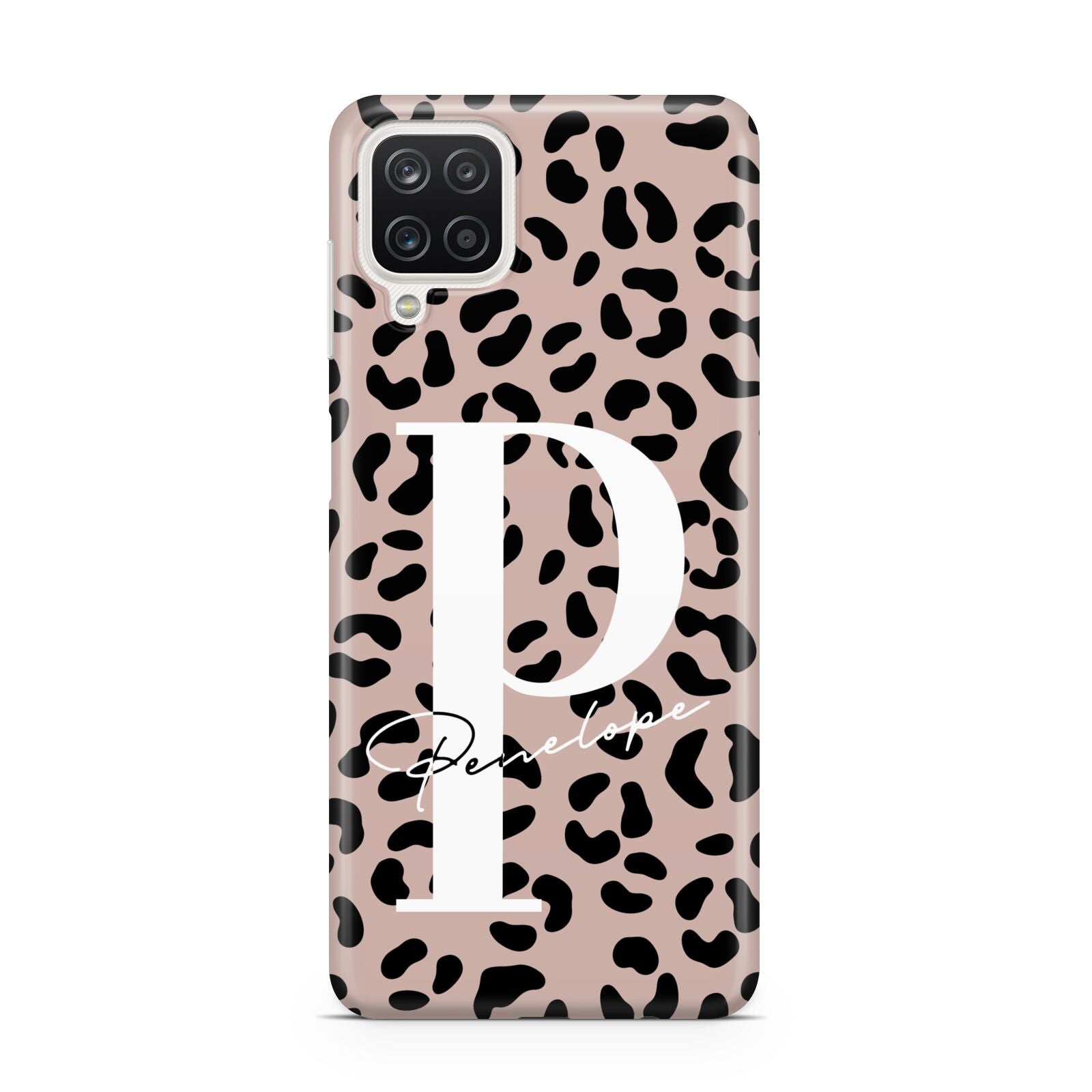 Personalised Nude Colour Leopard Print Samsung A12 Case