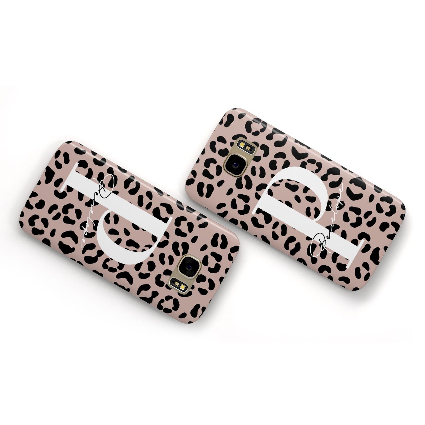 Personalised Nude Colour Leopard Print Samsung Galaxy Case Flat Overview