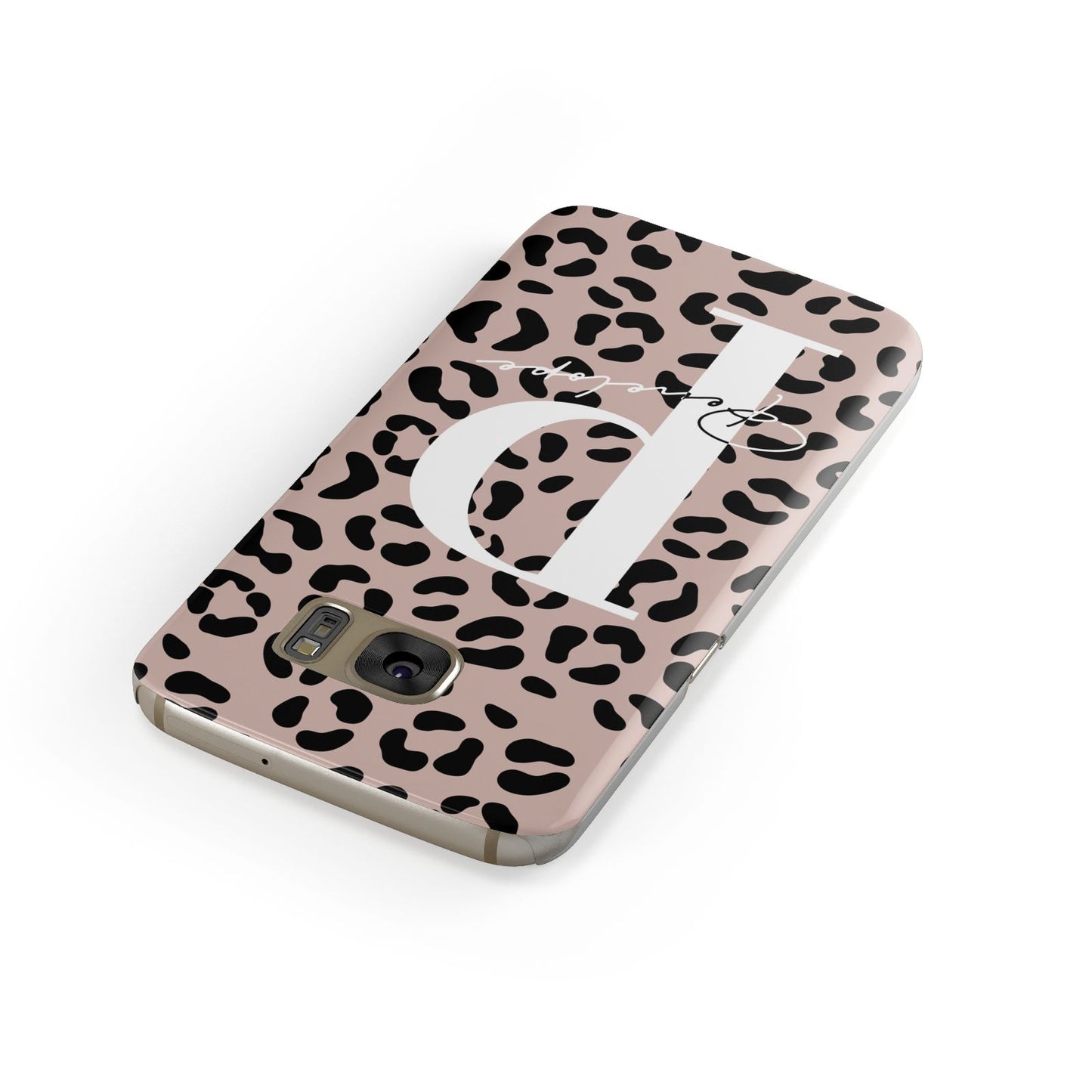 Personalised Nude Colour Leopard Print Samsung Galaxy Case Front Close Up