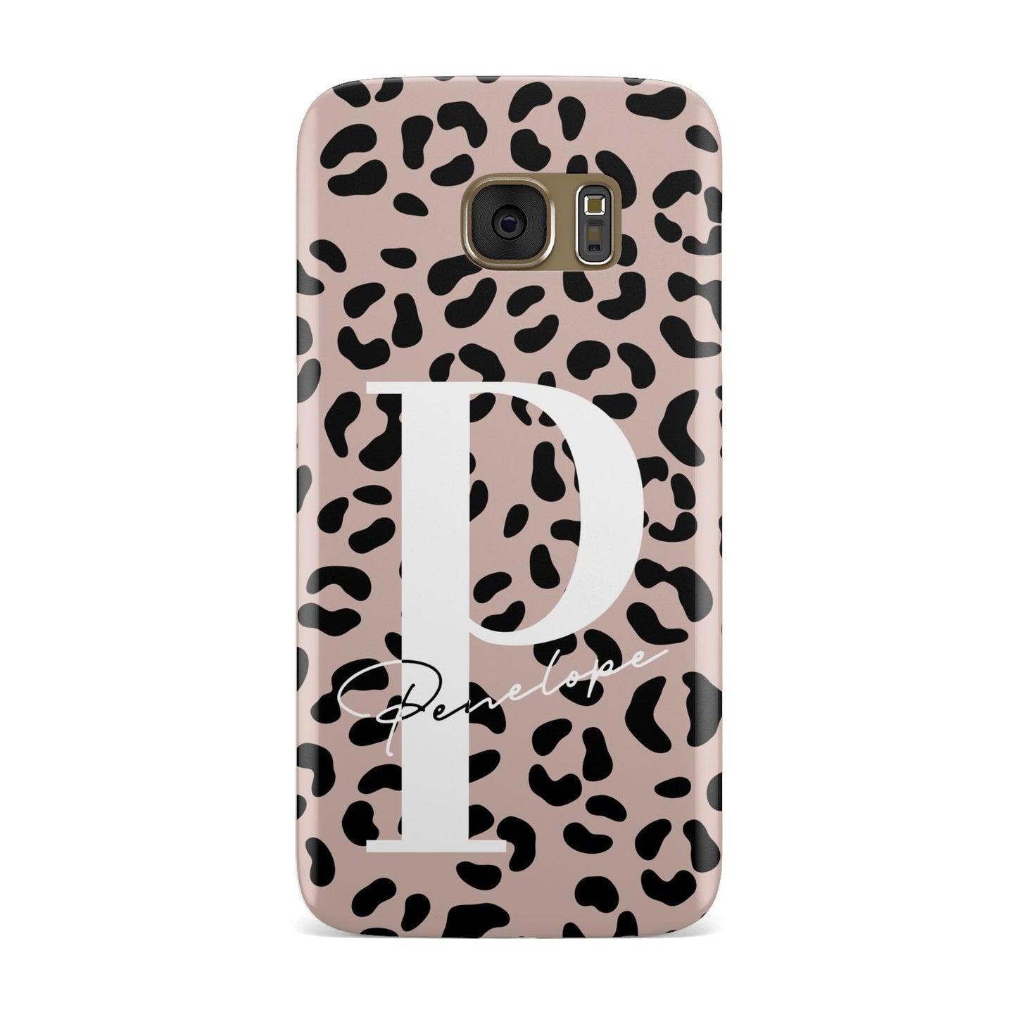 Personalised Nude Colour Leopard Print Samsung Galaxy Case