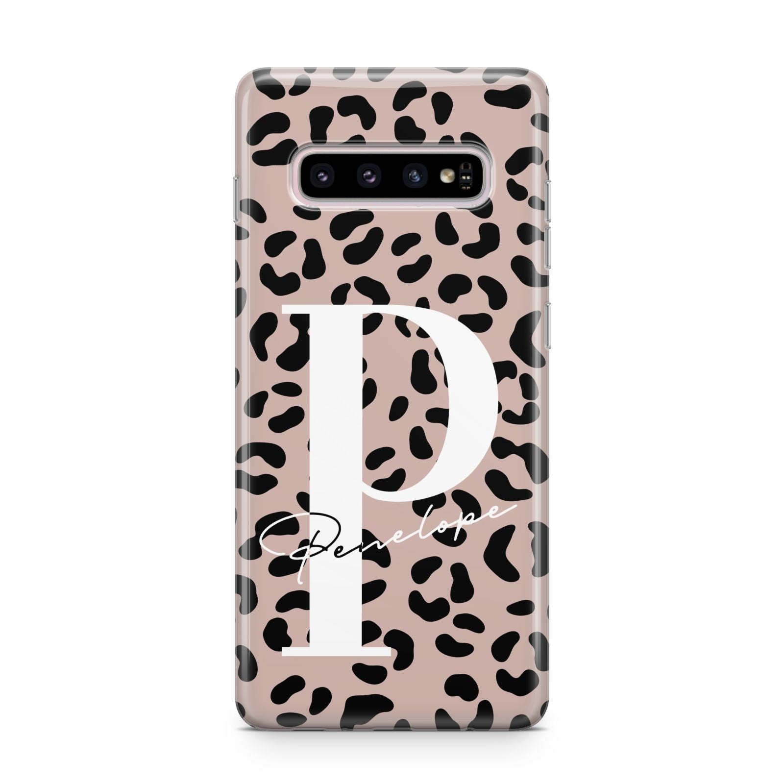 Personalised Nude Colour Leopard Print Samsung Galaxy S10 Plus Case