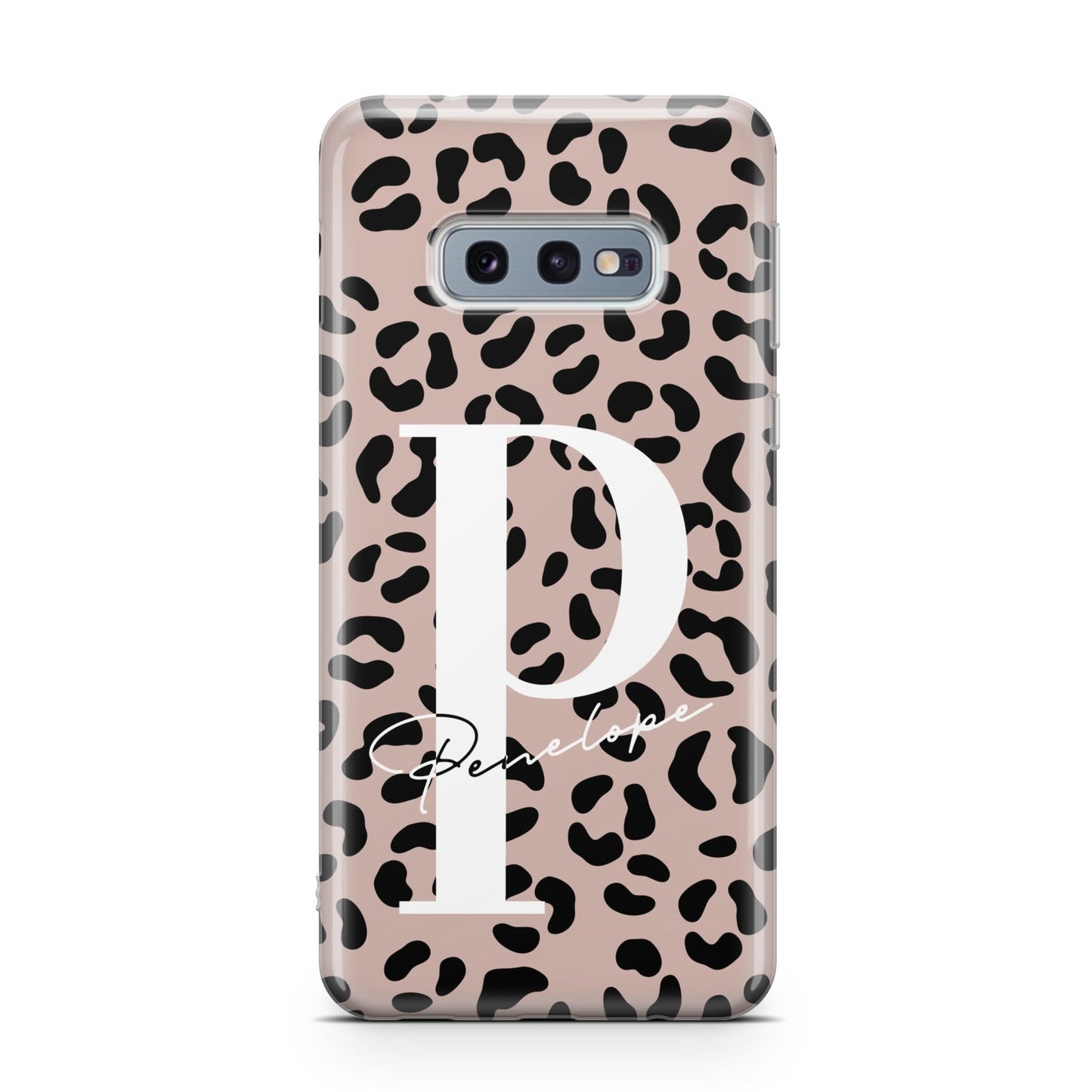 Personalised Nude Colour Leopard Print Samsung Galaxy S10E Case