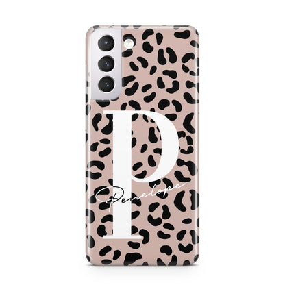 Personalised Nude Colour Leopard Print Samsung S21 Case