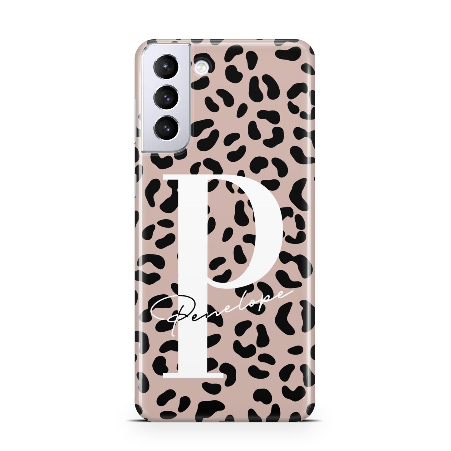 Personalised Nude Colour Leopard Print Samsung S21 Plus Case