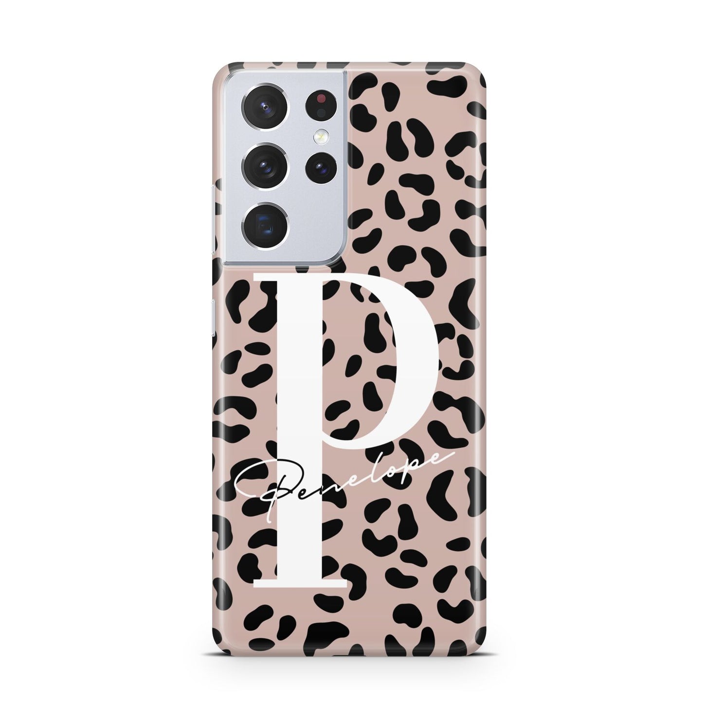 Personalised Nude Colour Leopard Print Samsung S21 Ultra Case