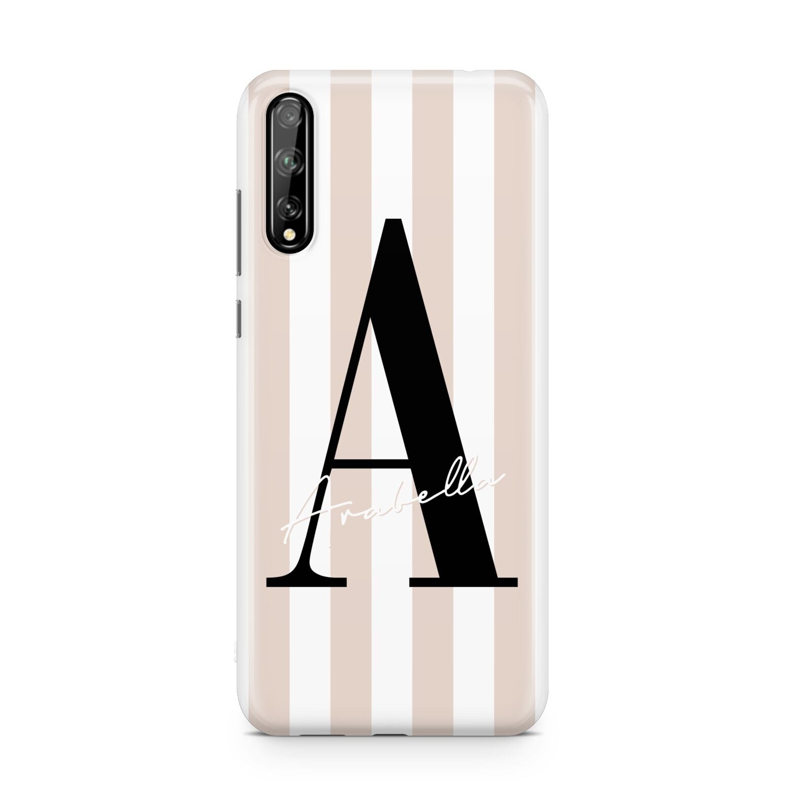 Personalised Nude Colour White Striped Huawei Enjoy 10s Phone Case