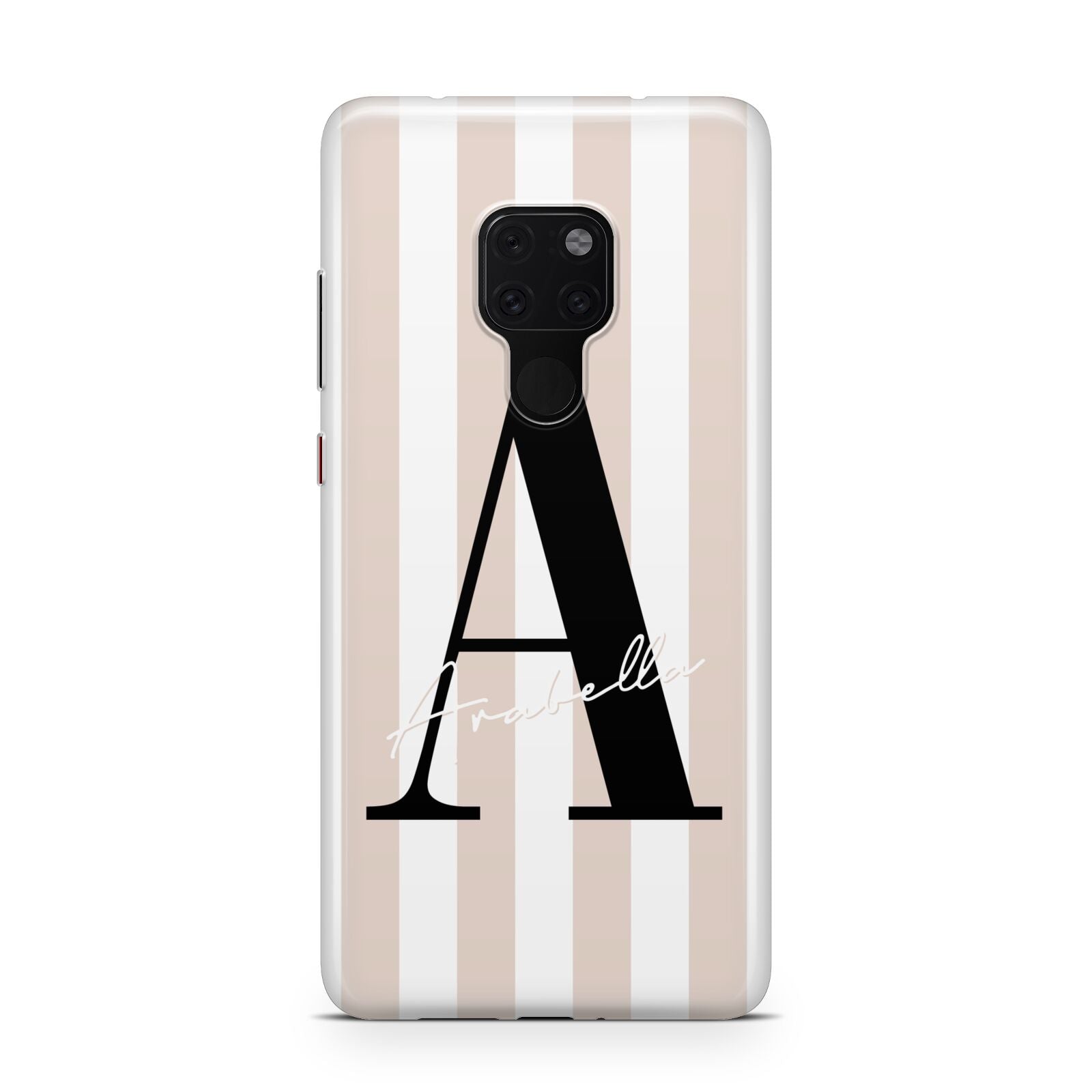 Personalised Nude Colour White Striped Huawei Mate 20 Phone Case