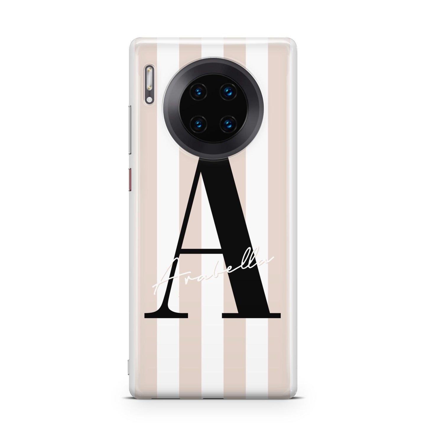 Personalised Nude Colour White Striped Huawei Mate 30 Pro Phone Case