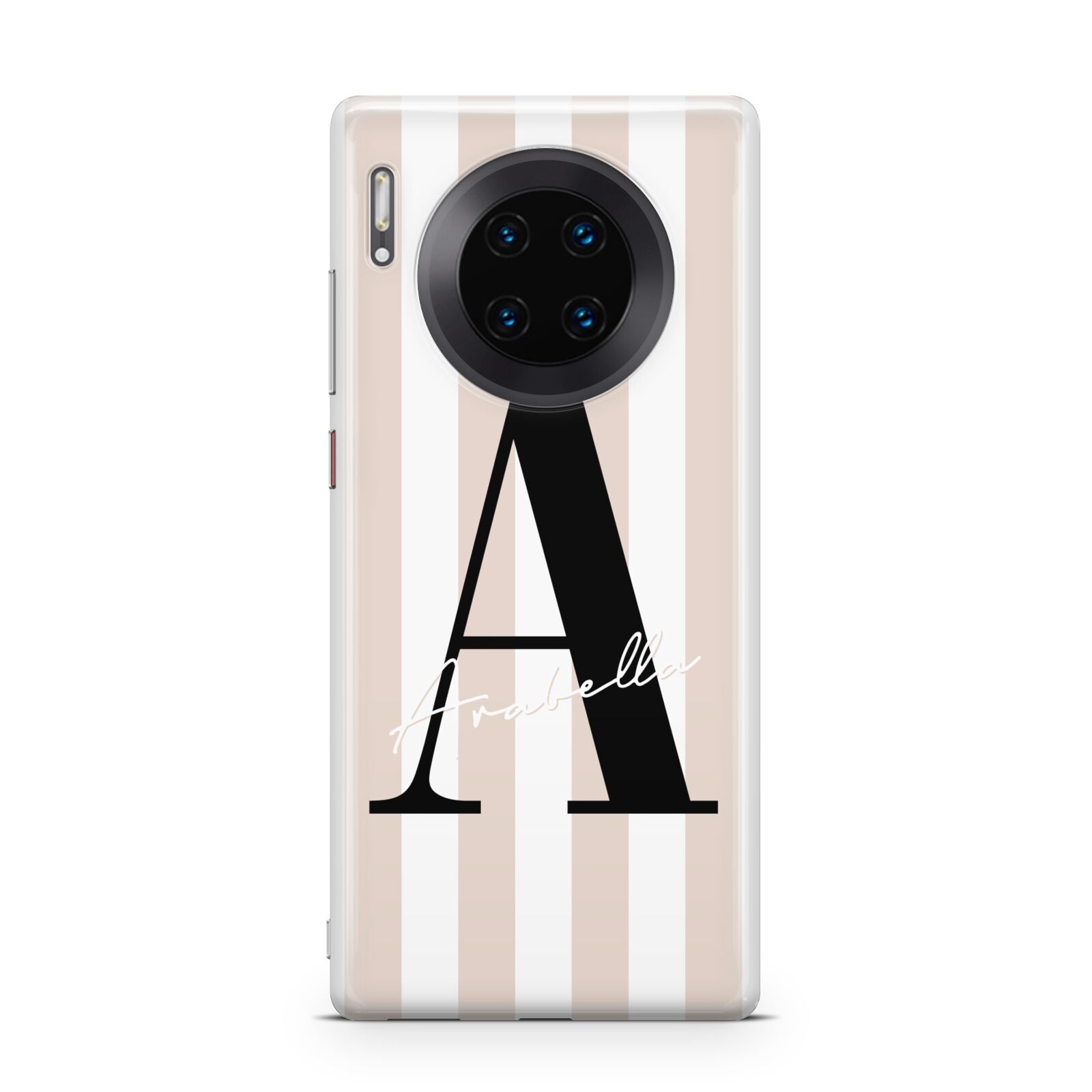 Personalised Nude Colour White Striped Huawei Mate 30 Pro Phone Case