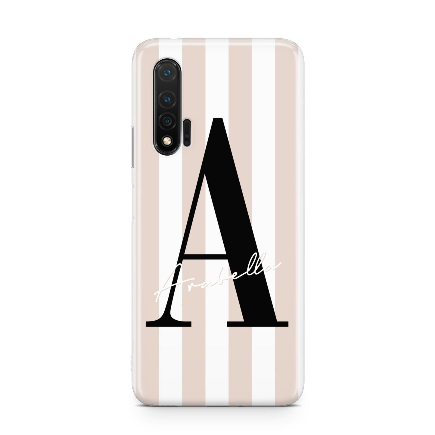 Personalised Nude Colour White Striped Huawei Nova 6 Phone Case