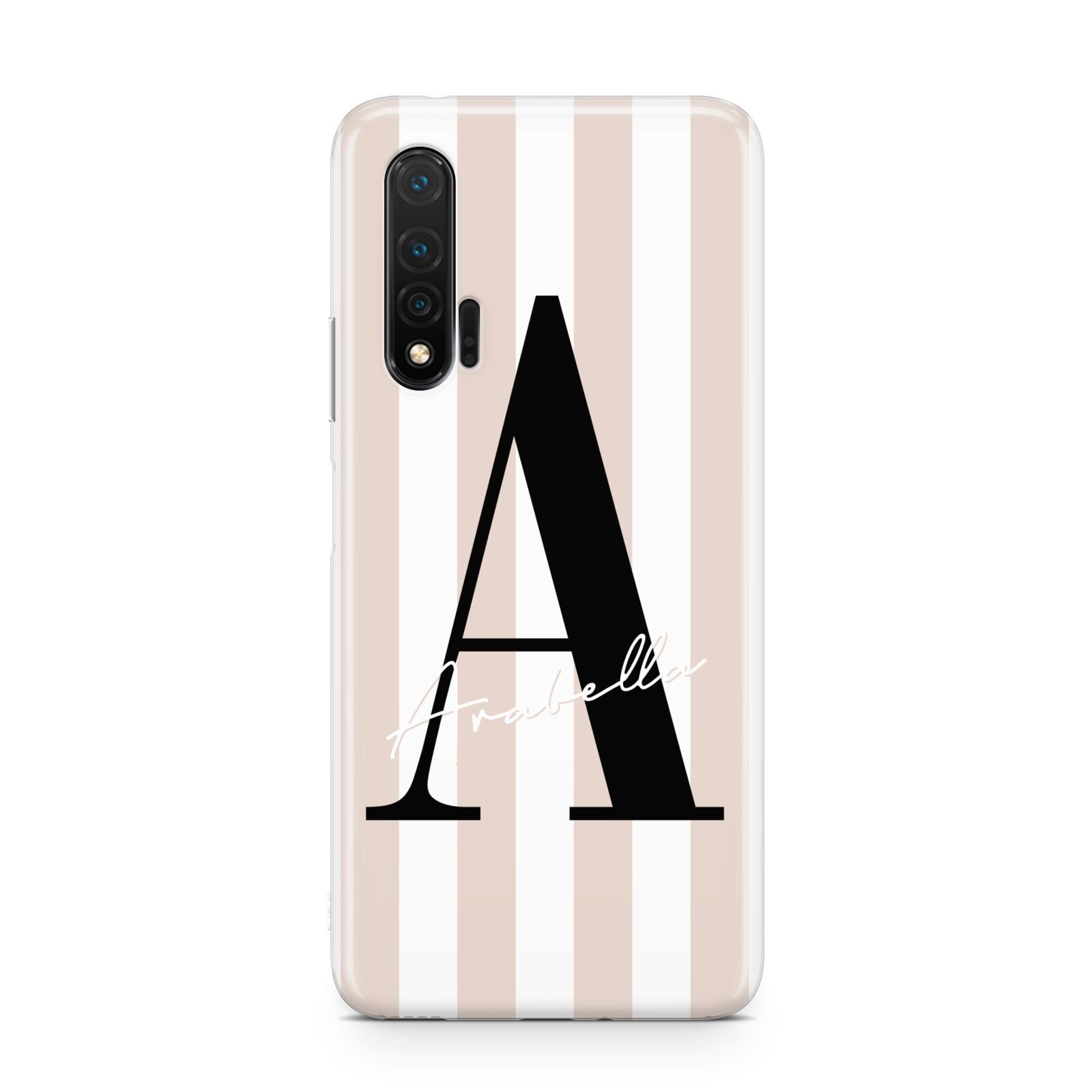 Personalised Nude Colour White Striped Huawei Nova 6 Phone Case