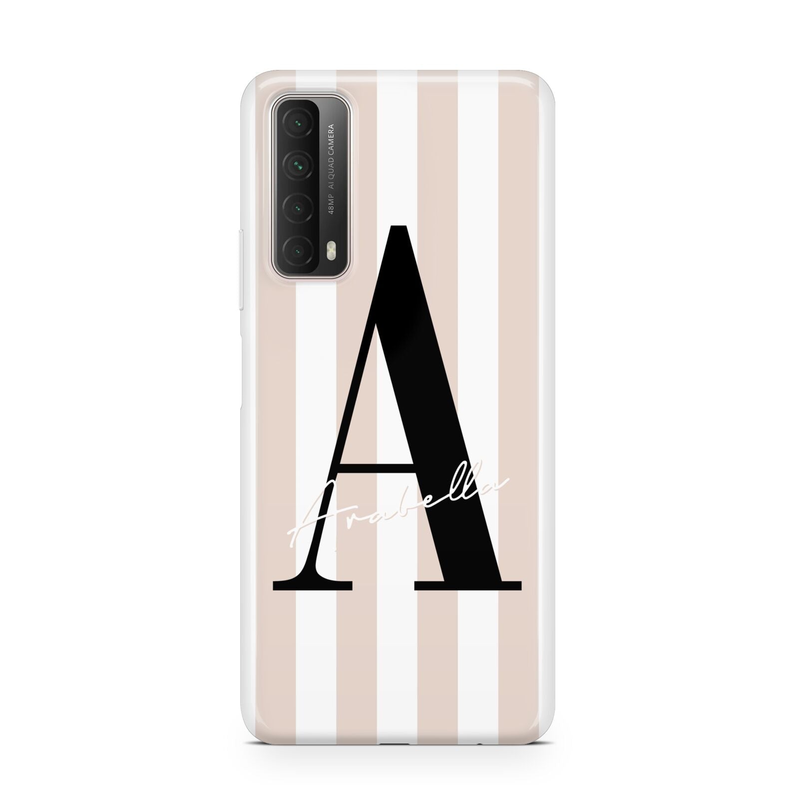 Personalised Nude Colour White Striped Huawei P Smart 2021