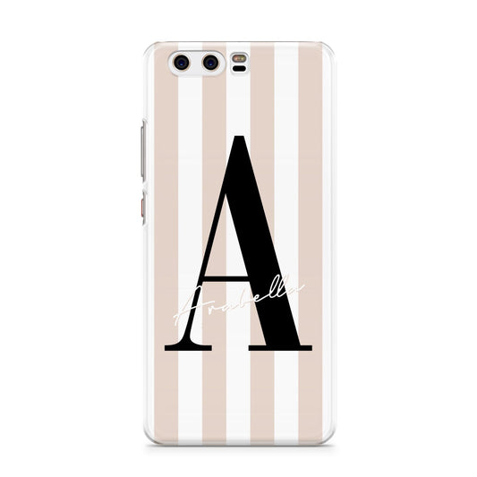 Personalised Nude Colour White Striped Huawei P10 Phone Case