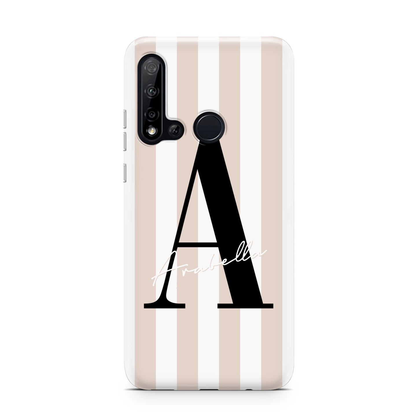 Personalised Nude Colour White Striped Huawei P20 Lite 5G Phone Case