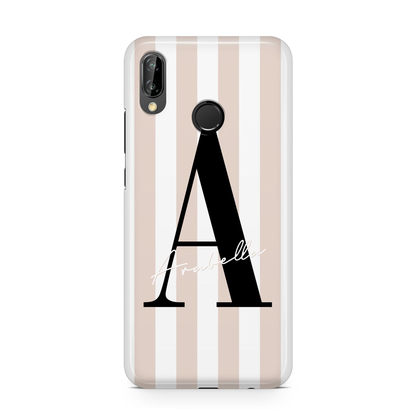 Personalised Nude Colour White Striped Huawei P20 Lite Phone Case