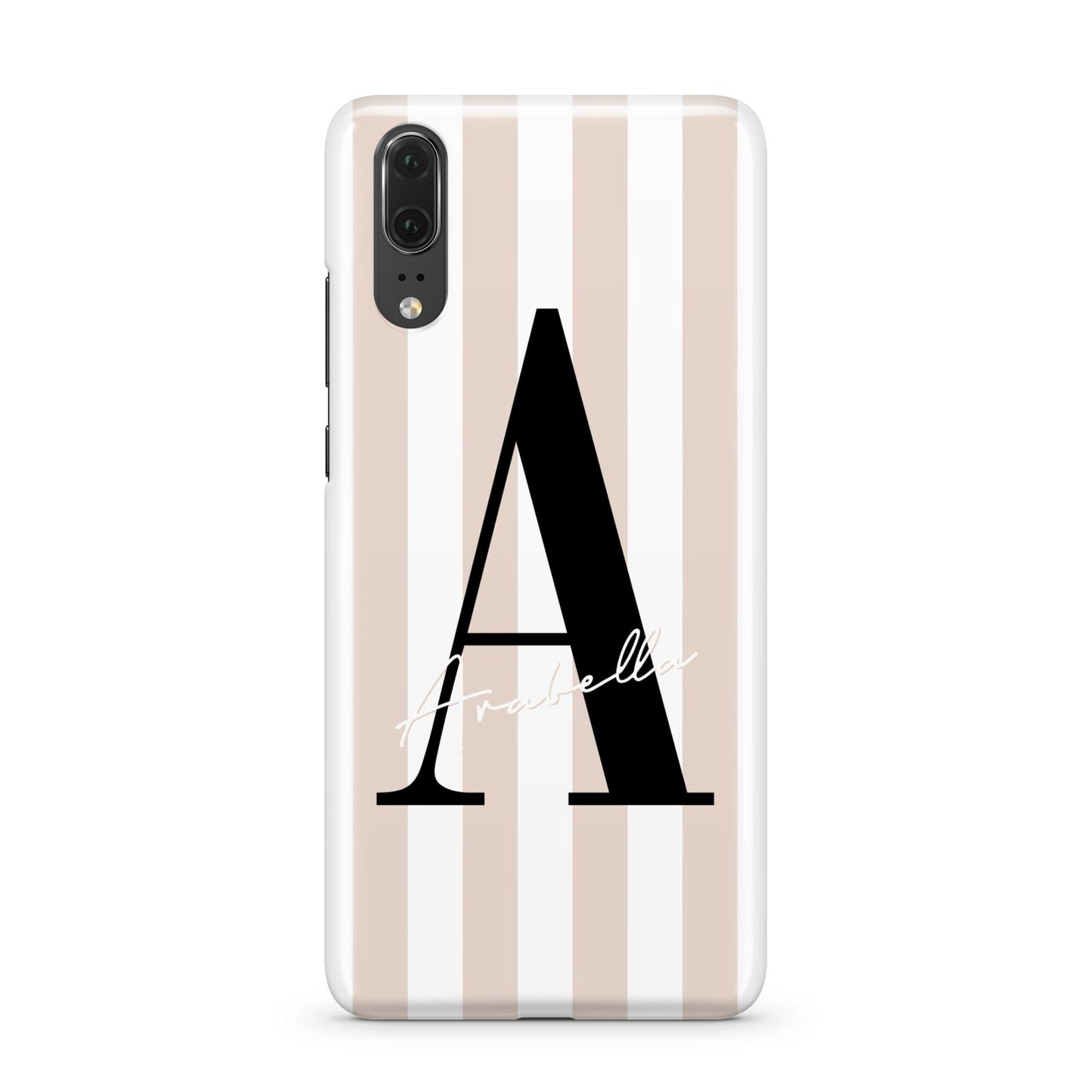 Personalised Nude Colour White Striped Huawei P20 Phone Case