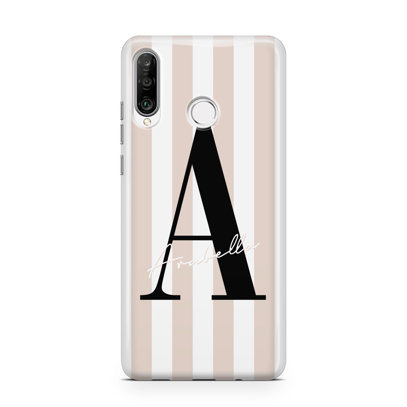 Personalised Nude Colour White Striped Huawei P30 Lite Phone Case