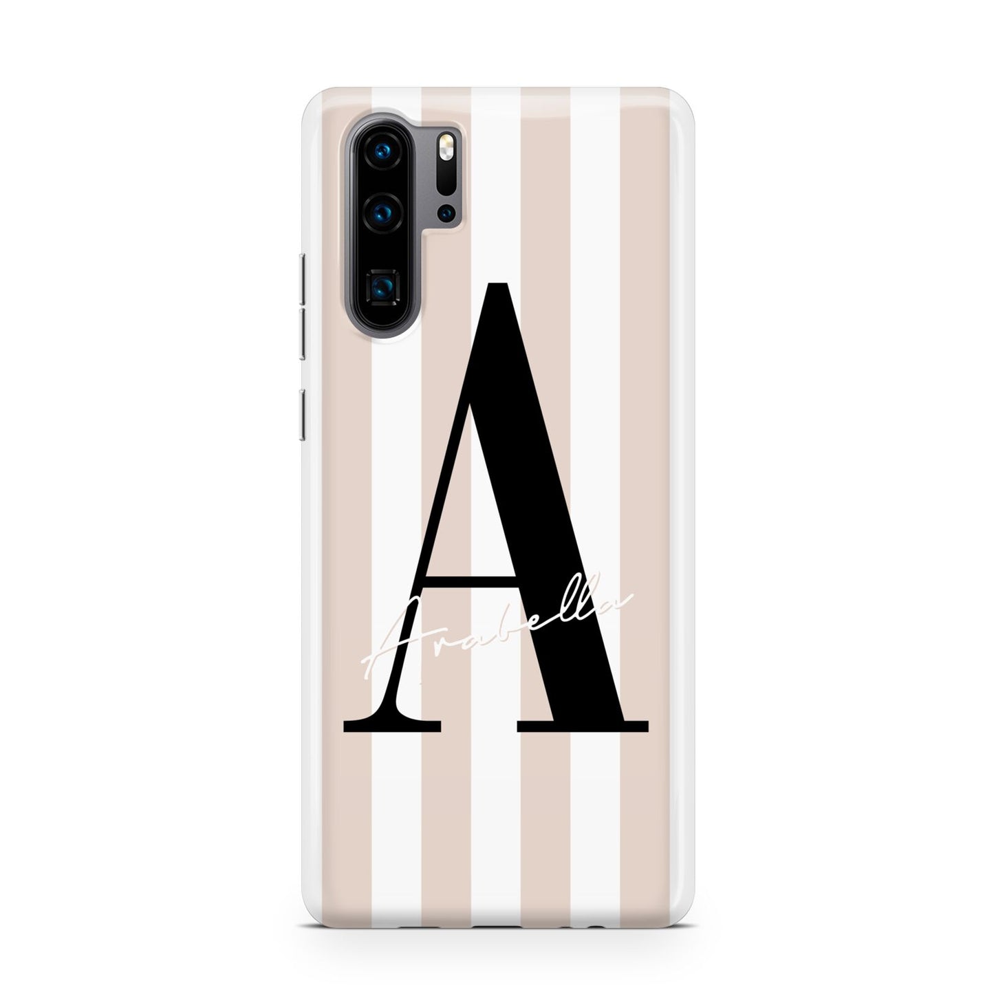 Personalised Nude Colour White Striped Huawei P30 Pro Phone Case