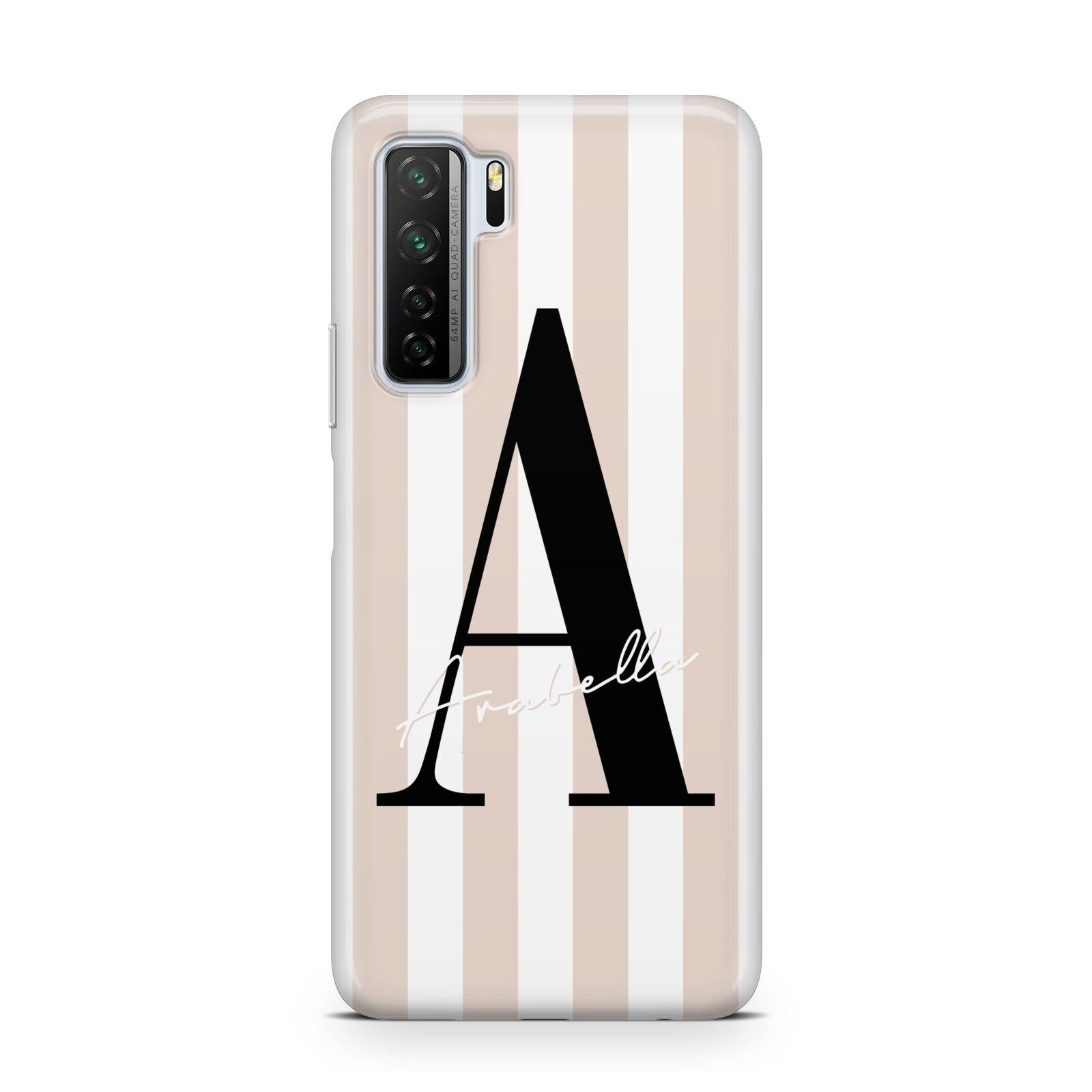 Personalised Nude Colour White Striped Huawei P40 Lite 5G Phone Case