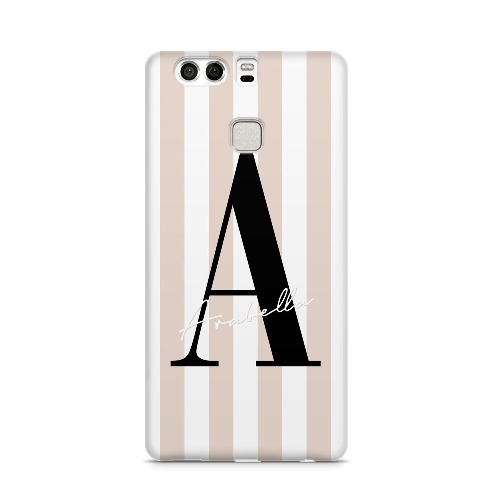 Personalised Nude Colour White Striped Huawei P9 Case