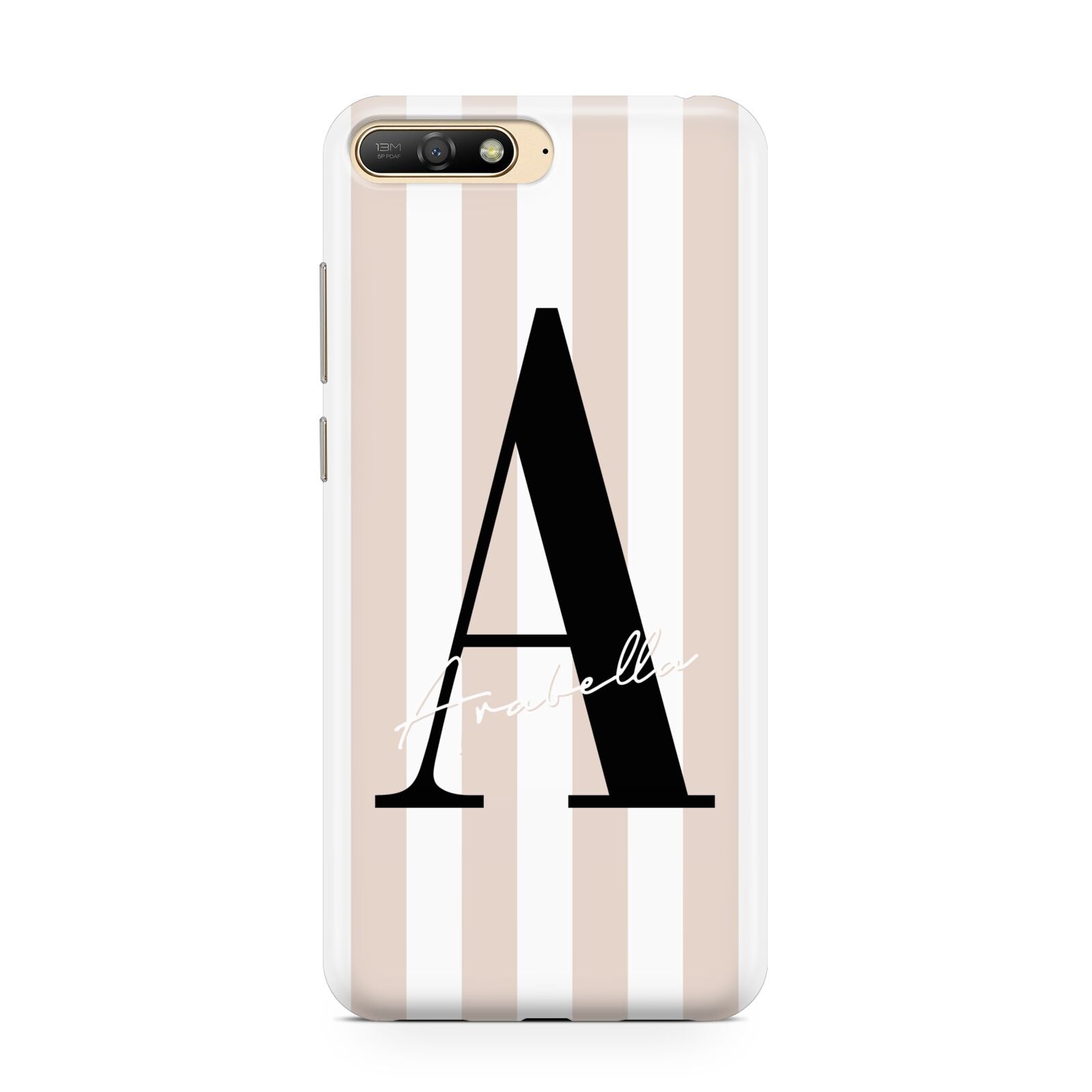 Personalised Nude Colour White Striped Huawei Y6 2018