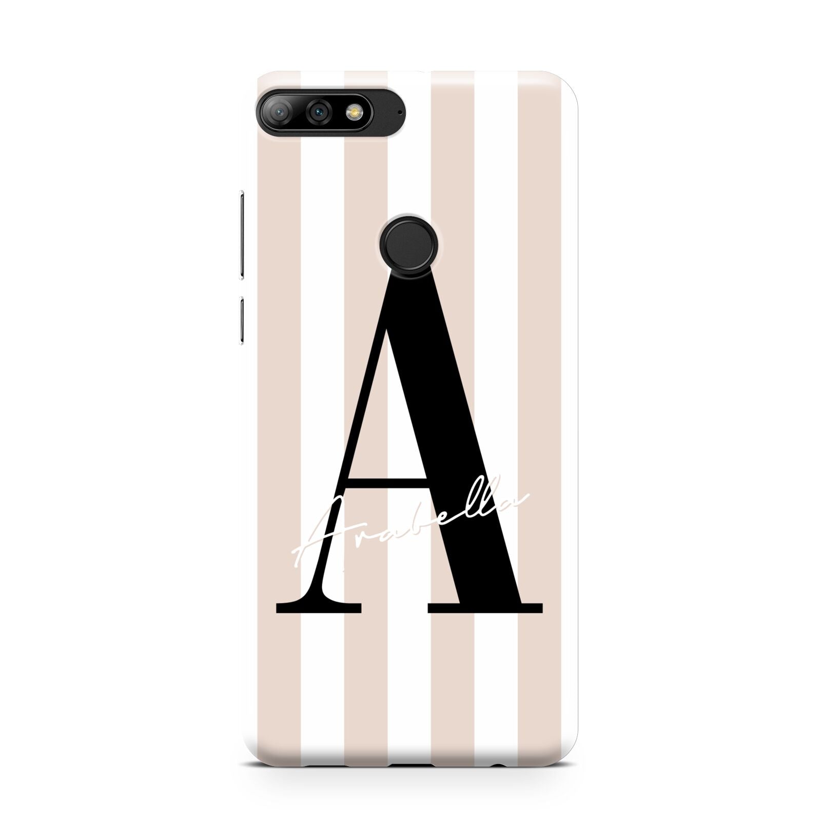 Personalised Nude Colour White Striped Huawei Y7 2018